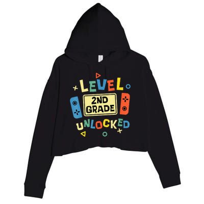 2Nd Grade Level Unlocked Video Gamer Back To School Crop Fleece Hoodie