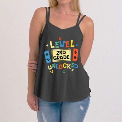 2Nd Grade Level Unlocked Video Gamer Back To School Women's Strappy Tank