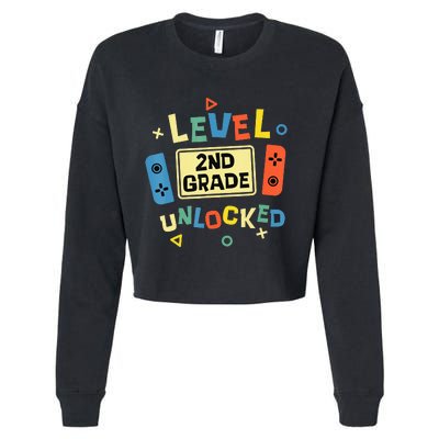 2Nd Grade Level Unlocked Video Gamer Back To School Cropped Pullover Crew