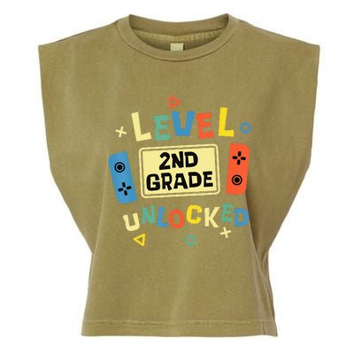 2Nd Grade Level Unlocked Video Gamer Back To School Garment-Dyed Women's Muscle Tee