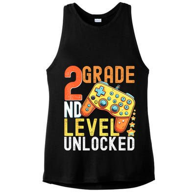 2nd Grade Level Unlocked Video Game Back To School Ladies PosiCharge Tri-Blend Wicking Tank