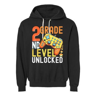 2nd Grade Level Unlocked Video Game Back To School Garment-Dyed Fleece Hoodie