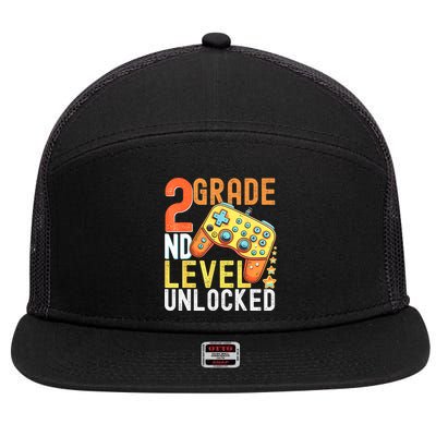 2nd Grade Level Unlocked Video Game Back To School 7 Panel Mesh Trucker Snapback Hat
