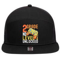 2nd Grade Level Unlocked Video Game Back To School 7 Panel Mesh Trucker Snapback Hat