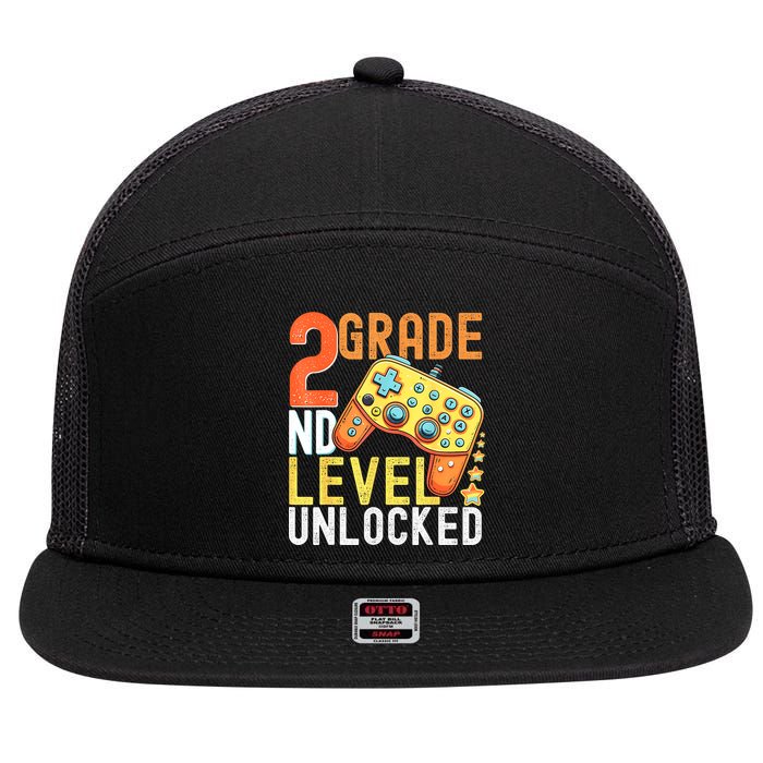 2nd Grade Level Unlocked Video Game Back To School 7 Panel Mesh Trucker Snapback Hat
