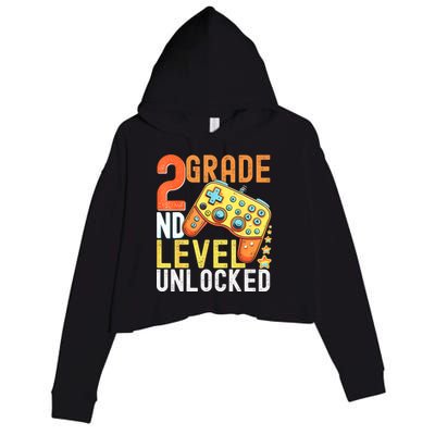 2nd Grade Level Unlocked Video Game Back To School Crop Fleece Hoodie