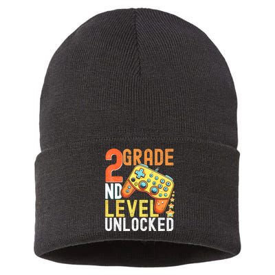 2nd Grade Level Unlocked Video Game Back To School Sustainable Knit Beanie