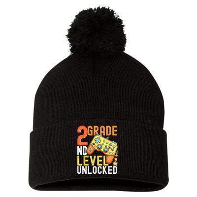 2nd Grade Level Unlocked Video Game Back To School Pom Pom 12in Knit Beanie