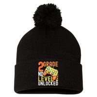 2nd Grade Level Unlocked Video Game Back To School Pom Pom 12in Knit Beanie