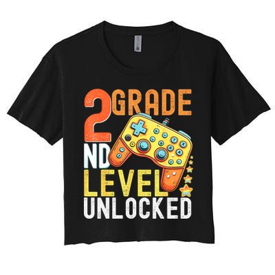 2nd Grade Level Unlocked Video Game Back To School Crop Top