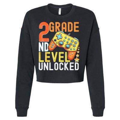 2nd Grade Level Unlocked Video Game Back To School Cropped Pullover Crew