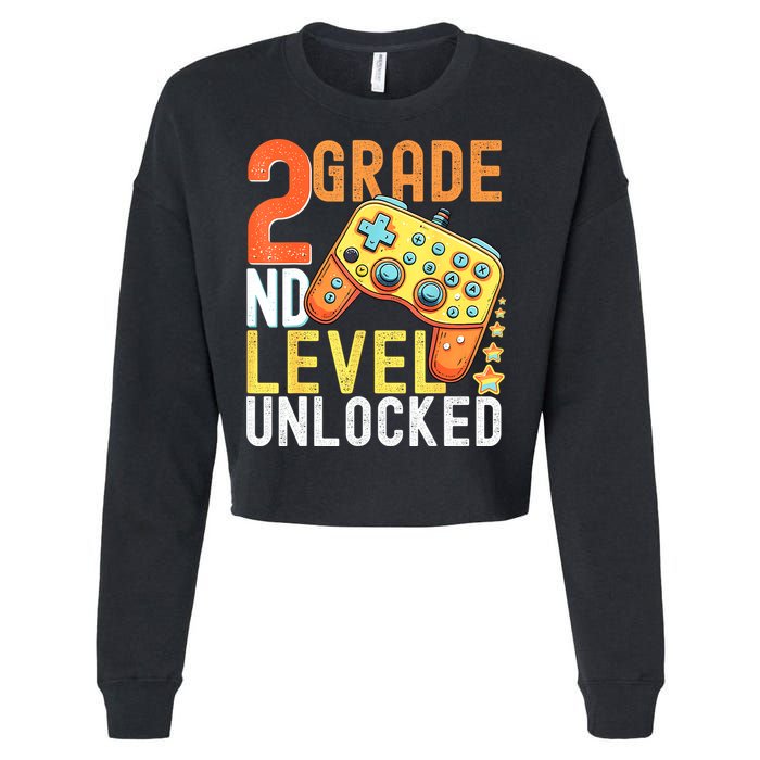 2nd Grade Level Unlocked Video Game Back To School Cropped Pullover Crew