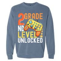2nd Grade Level Unlocked Video Game Back To School Garment-Dyed Sweatshirt