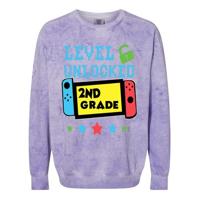 2nd Grade Level Unlocked Gamer First Day Of School Boy Colorblast Crewneck Sweatshirt