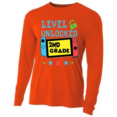 2nd Grade Level Unlocked Gamer First Day Of School Boy Cooling Performance Long Sleeve Crew