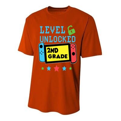 2nd Grade Level Unlocked Gamer First Day Of School Boy Performance Sprint T-Shirt