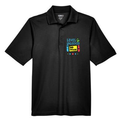 2nd Grade Level Unlocked Gamer First Day Of School Boy Men's Origin Performance Pique Polo