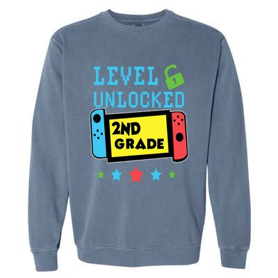 2nd Grade Level Unlocked Gamer First Day Of School Boy Garment-Dyed Sweatshirt