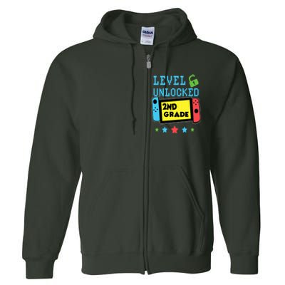 2nd Grade Level Unlocked Gamer First Day Of School Boy Full Zip Hoodie