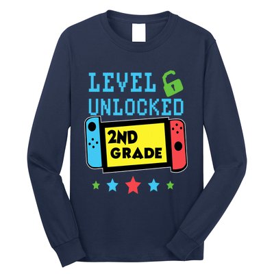 2nd Grade Level Unlocked Gamer First Day Of School Boy Long Sleeve Shirt