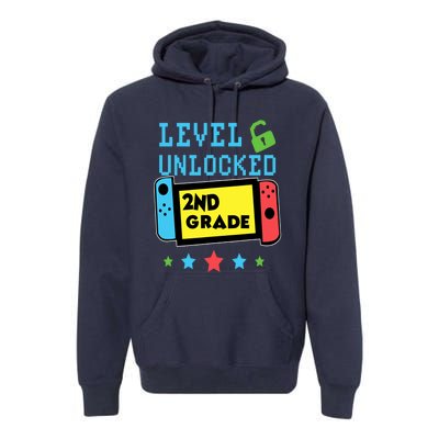 2nd Grade Level Unlocked Gamer First Day Of School Boy Premium Hoodie