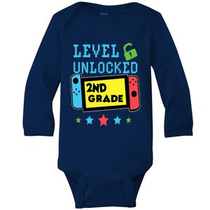 2nd Grade Level Unlocked Gamer First Day Of School Boy Baby Long Sleeve Bodysuit