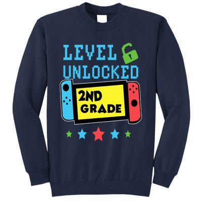 2nd Grade Level Unlocked Gamer First Day Of School Boy Tall Sweatshirt