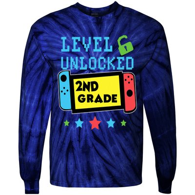 2nd Grade Level Unlocked Gamer First Day Of School Boy Tie-Dye Long Sleeve Shirt