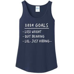 2024 Goals Lose Weight Quit Drinking Lol Just Kidding Ladies Essential Tank