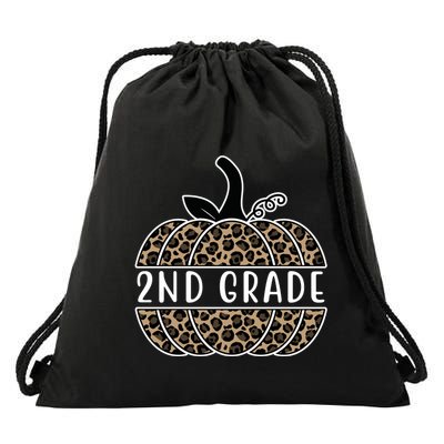 2nd Grade Leopard Pumpkin Drawstring Bag