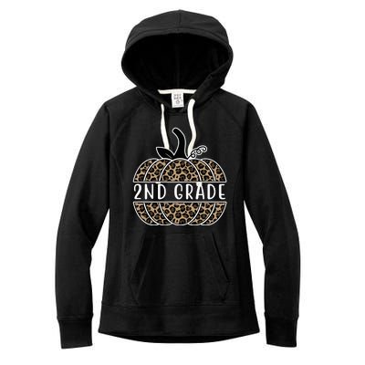 2nd Grade Leopard Pumpkin Women's Fleece Hoodie