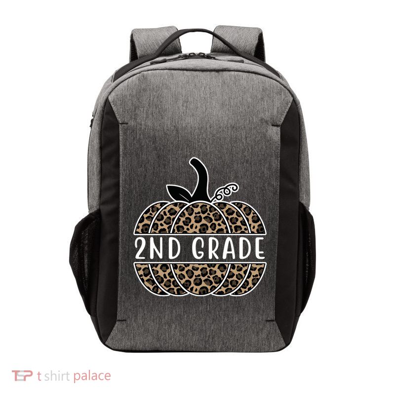 2nd Grade Leopard Pumpkin Vector Backpack