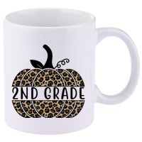 2nd Grade Leopard Pumpkin 11oz C Handle Ceramic Mug