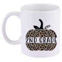 2nd Grade Leopard Pumpkin 11oz C Handle Ceramic Mug