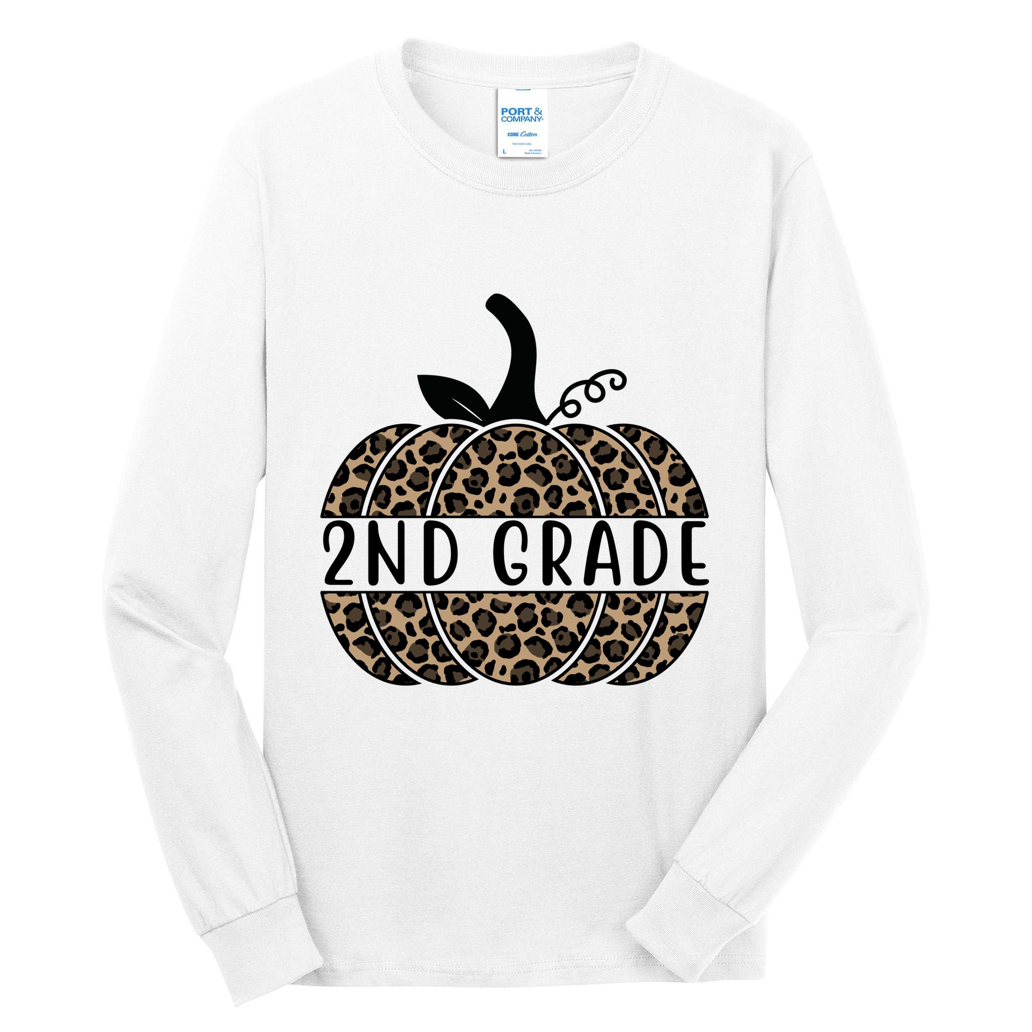 2nd Grade Leopard Pumpkin Tall Long Sleeve T-Shirt