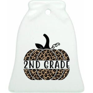 2nd Grade Leopard Pumpkin Ceramic Bell Ornament