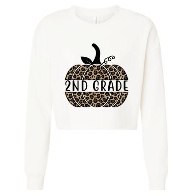 2nd Grade Leopard Pumpkin Cropped Pullover Crew