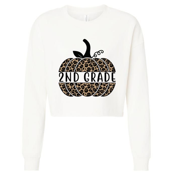 2nd Grade Leopard Pumpkin Cropped Pullover Crew