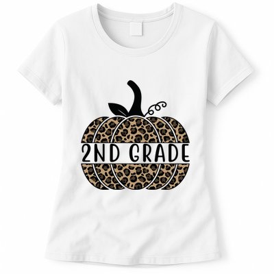 2nd Grade Leopard Pumpkin Womens T-Shirt