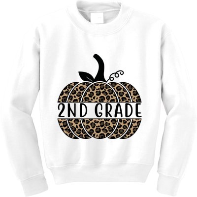 2nd Grade Leopard Pumpkin Kids Sweatshirt