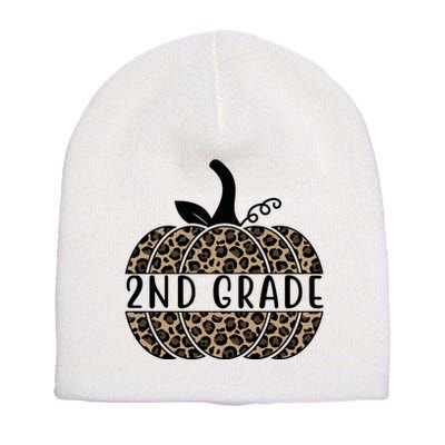 2nd Grade Leopard Pumpkin Short Acrylic Beanie