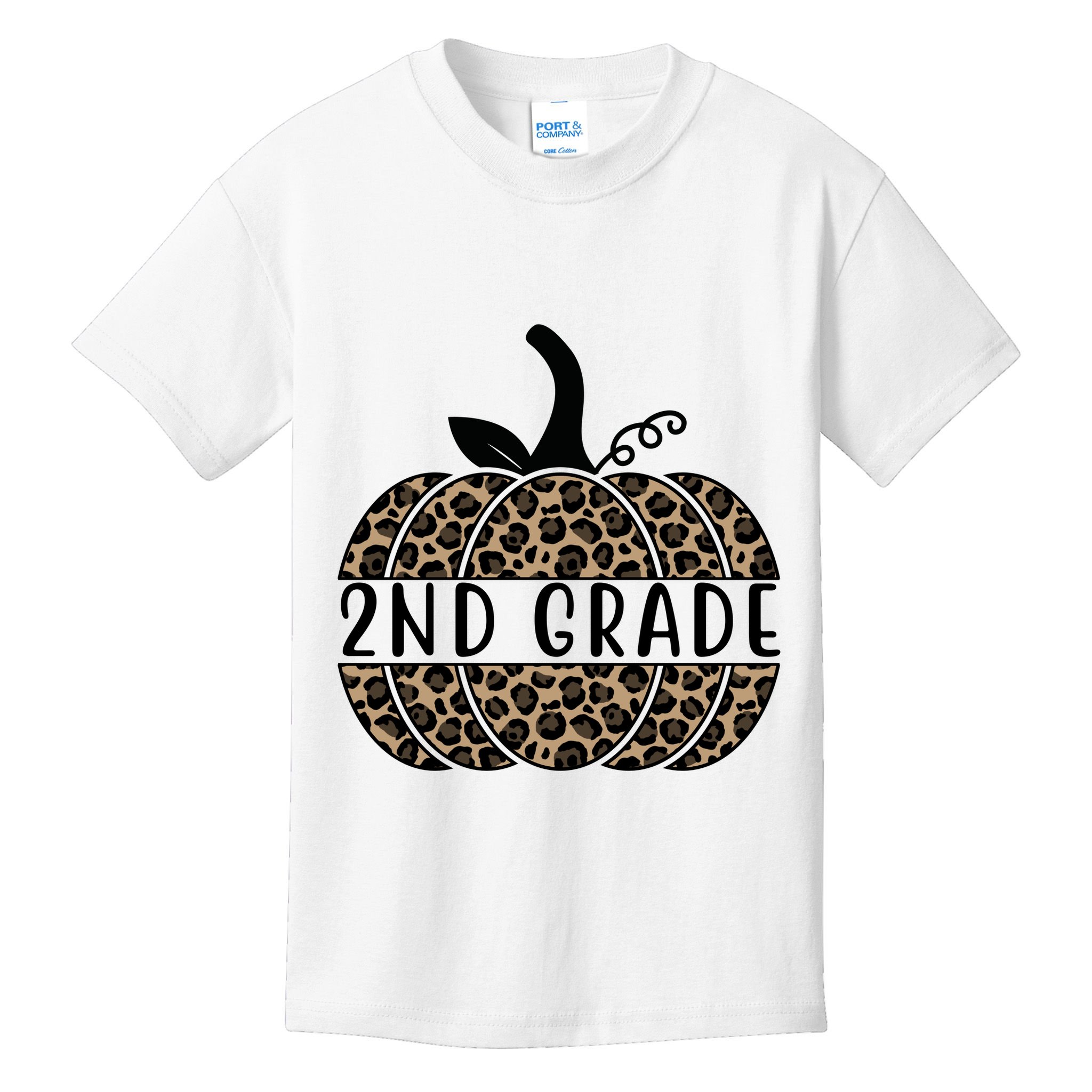 2nd Grade Leopard Pumpkin Kids T-Shirt