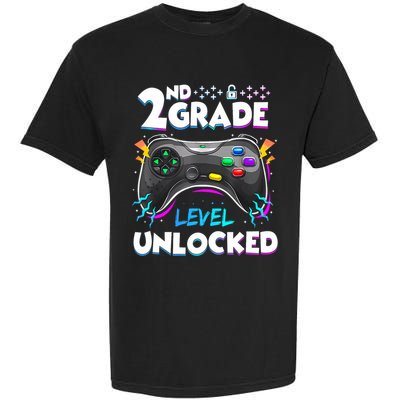 2nd Grade Level Unlocked Back To School First Day Gamer Boy Garment-Dyed Heavyweight T-Shirt