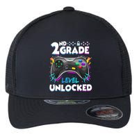 2nd Grade Level Unlocked Back To School First Day Gamer Boy Flexfit Unipanel Trucker Cap