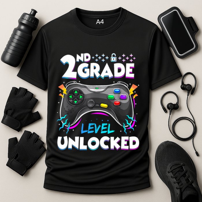 2nd Grade Level Unlocked Back To School First Day Gamer Boy Performance Shirt