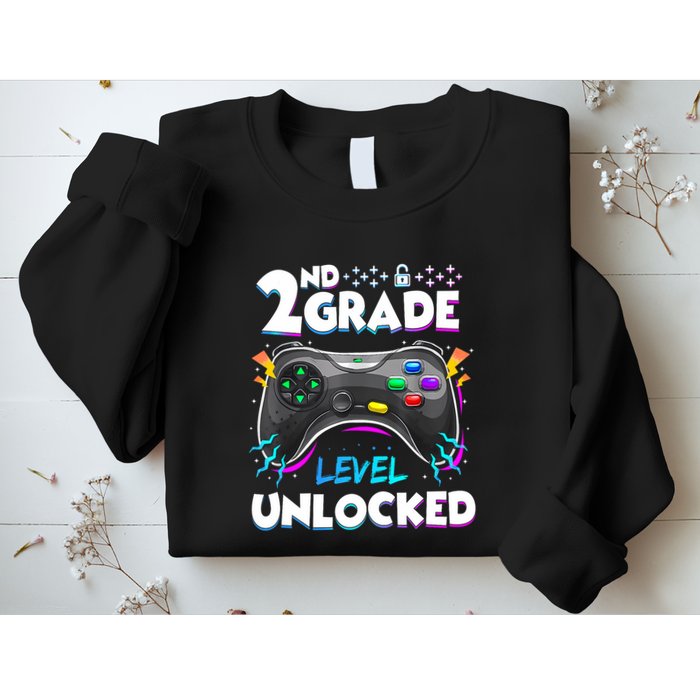 2nd Grade Level Unlocked Back To School First Day Gamer Boy Sweatshirt