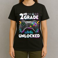 2nd Grade Level Unlocked Back To School First Day Gamer Boy T-Shirt