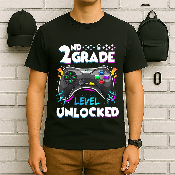 2nd Grade Level Unlocked Back To School First Day Gamer Boy T-Shirt