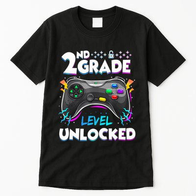 2nd Grade Level Unlocked Back To School First Day Gamer Boy Tall T-Shirt