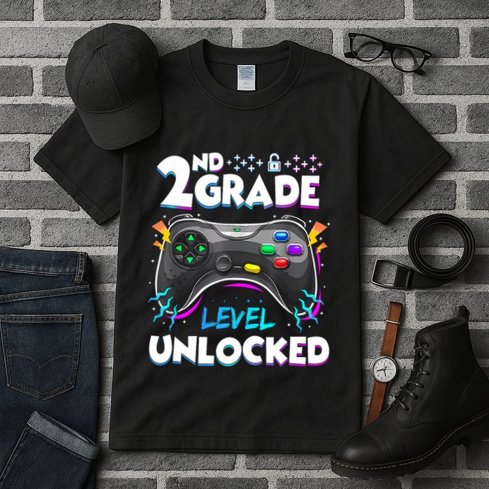 2nd Grade Level Unlocked Back To School First Day Gamer Boy Tall T-Shirt